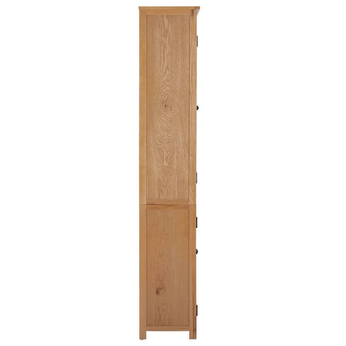 Maison Madeleine -  Bookcase with 4 Doors 90x35x200 cm Solid Oak Wood and Glass